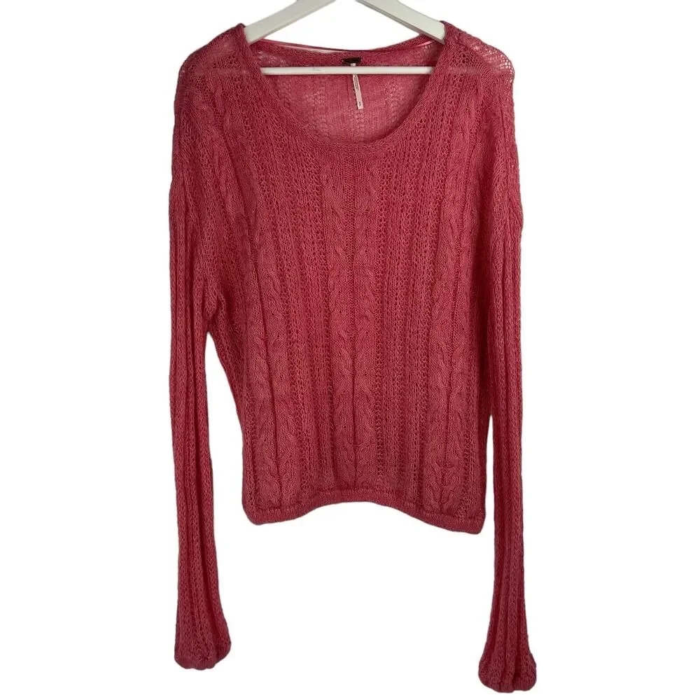 Free‎ People Sz S Sweater Angel Soft Wool Blend Lightweight Knit Bubble Gum Pink